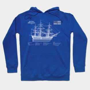 HMS Victory ship plans. Lord Nelson flagship - ABDpng Hoodie